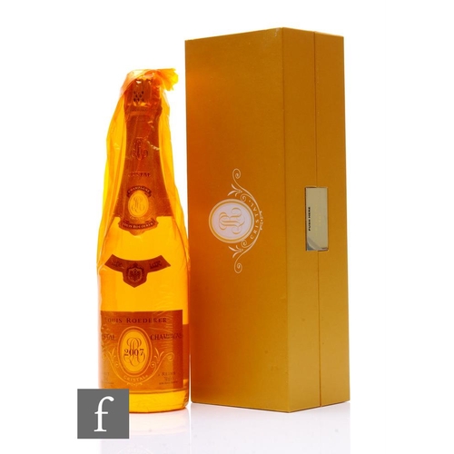 530 - A bottle of 2007 Louis Roederer Cristal champagne, boxed and with unopened cellophane and booklet, 7... 