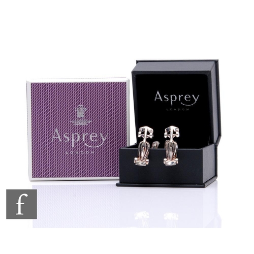 708 - A pair of Asprey silver hallmarked F1 racing car cufflinks, with inner and outer box.PLEASE VIEW CON... 