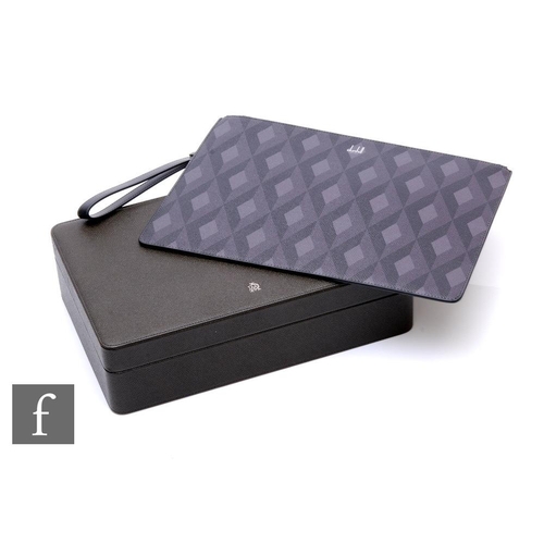 713 - A Dunhill Cadogan leather zip folio wallet, with grey and black diamond designs, 22cm x 30cm, togeth... 