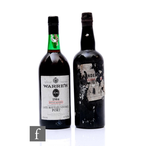 545 - Two bottles of vintage port, to include a bottle of 1984 Warre's late bottled vintage, and a bottle ... 