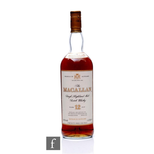 581 - A bottle of The Macallan single malt whisky, 12 years old, 1 litre, 1990s/early 2000s bottling.PLEAS... 