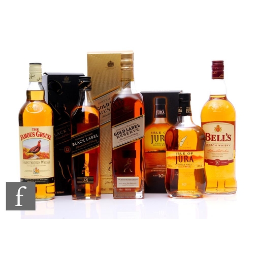 590 - Five bottles of single malt and blended Scotch whiskies, to include Isle of Jura 10 years aged, John... 