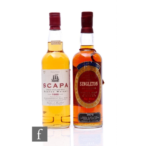 591 - Two bottles of Scottish single malt whisky, to include Scapa 1988 bottled 1999 70cl and a bottle of ... 