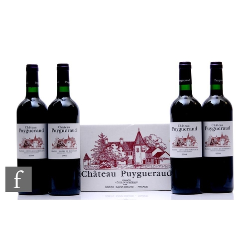 629 - Ten bottles of 2009 Chateau Puygueraud, Francs-Cotes de Bordeaux, Bordeux, France, red. (10)PLEASE V... 