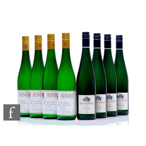 632 - Eight bottles of German Reisling, to include four bottles of 2015 Dr. Loosen Estate Riesling, Mosel,... 