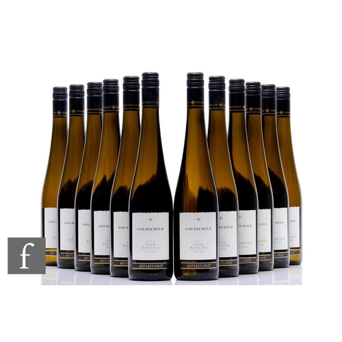 634 - Twelve bottles of German Riesling, including eight bottles of 2015 Goldschild Riesling Trocken, Mose... 