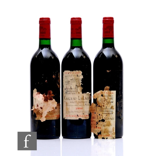 639 - Three bottles of 1986 Chateau La Lagune 3eme Cru Classe, Haut-Medoc, France, red. (3)PLEASE VIEW CON... 