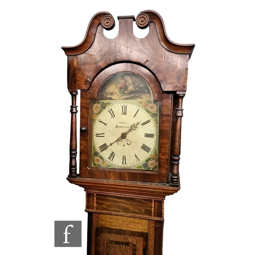 735 - A 19th Century oak and mahogany longcase clock by Lloyd Birmingham, 30 hour striking movement, the a... 