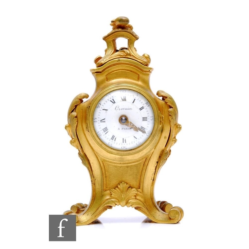 762 - A 19th Century small French mantle clock of cartouche form, the dial signed Grosnier A Paris, height... 