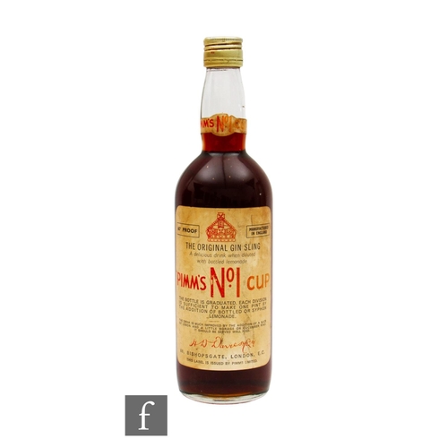 566 - A bottle of Pimms No. 1 Cup, 1960s bottling, 60 PROOF, label without liquid measurement.PLEASE VIEW ... 