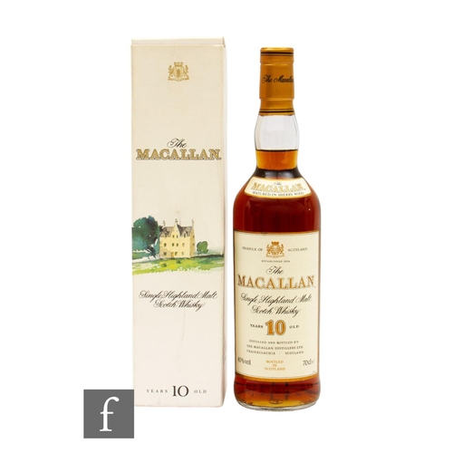 606 - A bottle of The Macallan, 10 years aged, 1990s bottling, old style presentation, 70cl.PLEASE VIEW CO... 