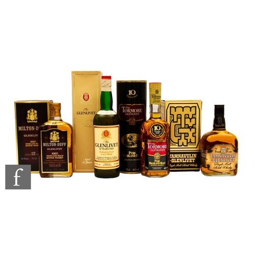 617 - Four bottles of Scottish single malt whisky, to include a bottle of Milton-Duff Glenlivet 12 years a... 