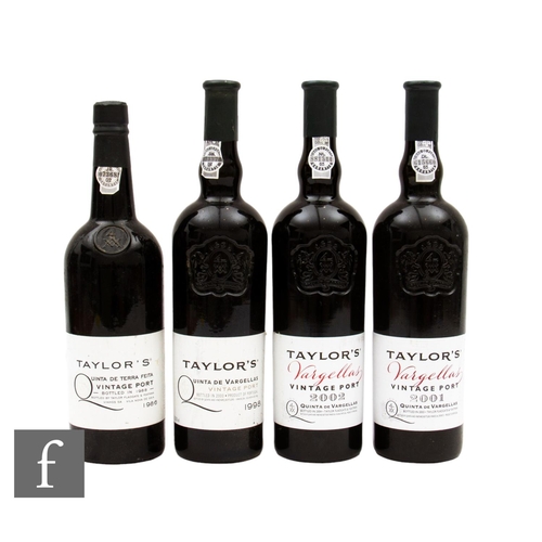 576 - Four bottles of Taylor's vintage port, to include a 1986 Qunta De Terra Feita bottled in 1988, a 199... 