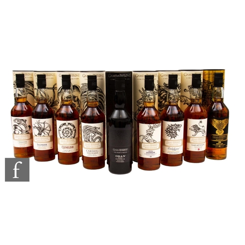 600 - A full set of limited edition Game Of Thrones single malt whiskies, 'Whiskies of Westeros', to inclu... 