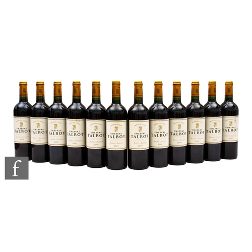 658 - Twelve bottles 2009 Château Talbot, Saint-Julien, Médoc, Bordeaux, France. (12)PLEASE VIEW CONDITION... 