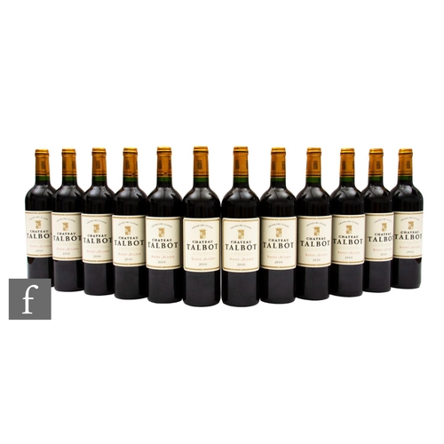 659 - Twelve bottles 2010 Château Talbot, Saint-Julien, Médoc, Bordeaux, France. (12)PLEASE VIEW CONDITION... 