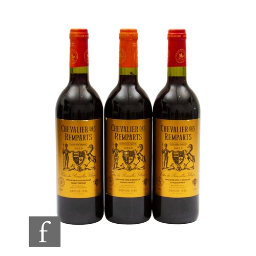 666 - Three bottles of 2000 Chevalier Des Remparts Cotes Du Roussillon Villages, red. (3)PLEASE VIEW CONDI... 