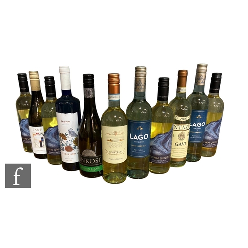 672 - Eleven bottles of various white wines, to include two bottles of Lago Cerqueira Vino Verde DOC, Port... 