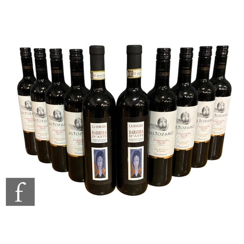 692 - Ten bottles of Spanish and Italian red wine, to include eight bottles of 2022 Altozano Tempranillo S... 