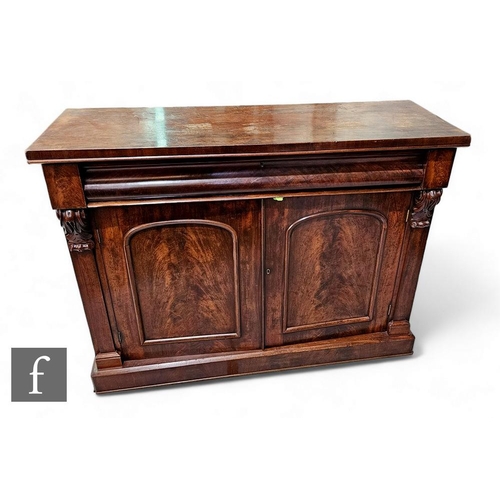 835 - A Victorian mahogany chiffonier, the beaded edge top over a cushion frieze drawer above a fitted she... 