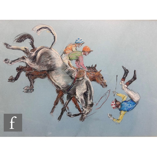 445 - JOANNA DANNIELL (CONTEMPORARY) - 'For the Love of It' - a racing scene, pastel drawing, signed and d... 