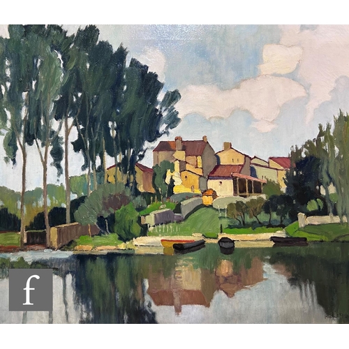 472 - MICHEL GEORGES ROBIN (FRENCH, BORN 1903) - A view of the river at Condac, oil on canvas, signed, ins... 