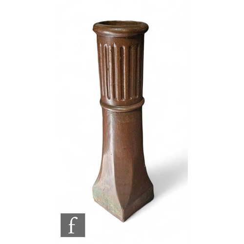 898 - A Victorian 'Long Tom' salt glazed terracotta chimney pot, height 122cm.PLEASE VIEW CONDITION REPORT... 