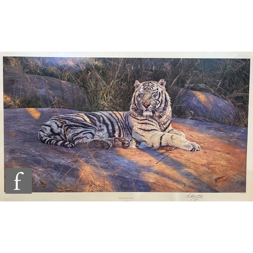 476 - ANTHONY GIBBS (BORN 1951) - 'White Tigers, Ever Watchful', photographic reproduction, signed in penc... 