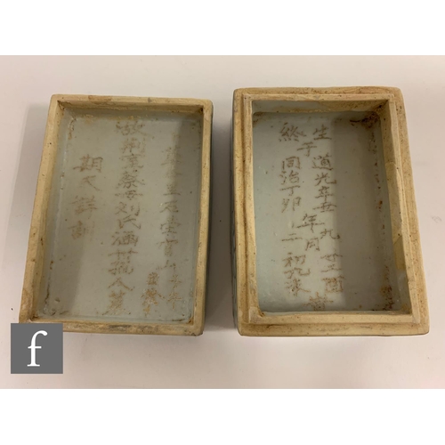 43 - A collection of assorted Chinese shipwreck porcelain cosmetic boxes, to include a 15th Century Hoi A... 