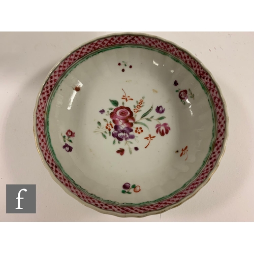 34 - A matched collection of 18th Century Chinese teabowls and saucers, to include four saucers and four ... 