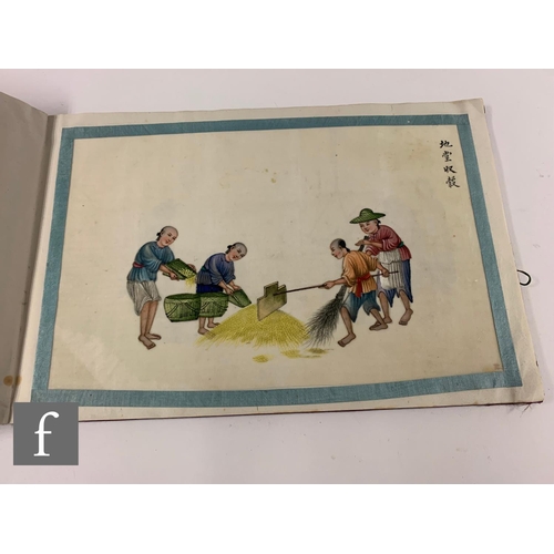 42 - A folio of Chinese late Qing Dynasty rice paper drawings, to include eleven individual drawings, dep... 