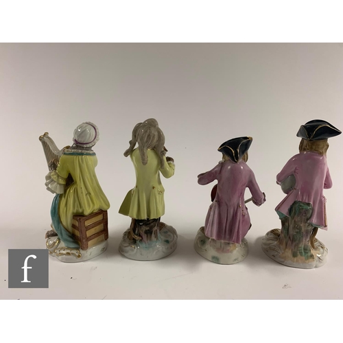 199 - A sixteen piece early 20th Century Meissen and further German porcelain monkey band group, to includ... 