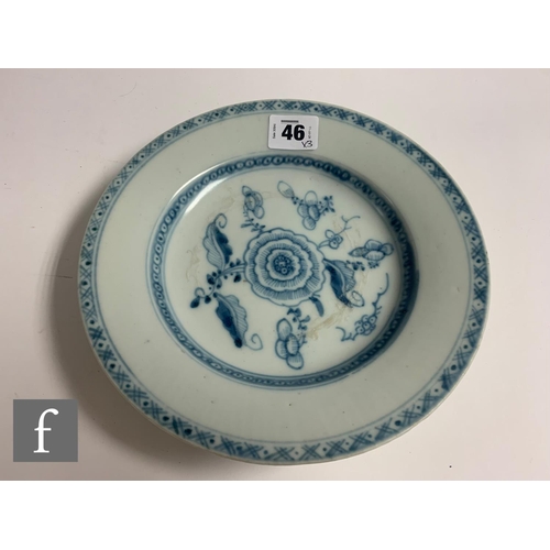 46 - An 18th Century Nanking Cargo shipwreck porcelain plate, decorated with traditional blue floral moti... 