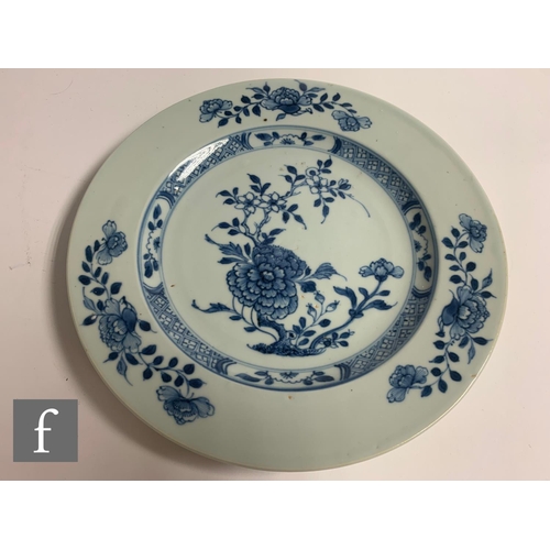 46 - An 18th Century Nanking Cargo shipwreck porcelain plate, decorated with traditional blue floral moti... 