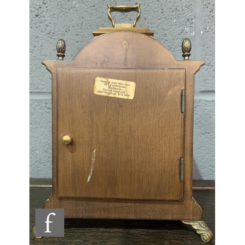 750 - A late 20th Century walnut veneered bracket clock by John Duchesne Amsterdam, with moon phase, in do... 