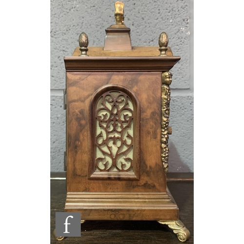 750 - A late 20th Century walnut veneered bracket clock by John Duchesne Amsterdam, with moon phase, in do... 