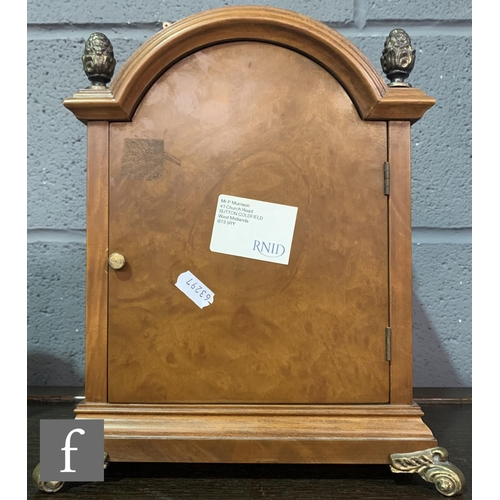 750 - A late 20th Century walnut veneered bracket clock by John Duchesne Amsterdam, with moon phase, in do... 