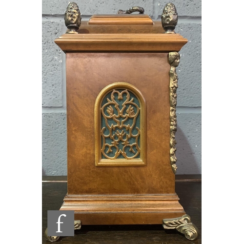 750 - A late 20th Century walnut veneered bracket clock by John Duchesne Amsterdam, with moon phase, in do... 