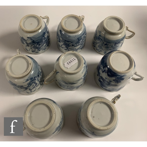 171 - A collection of 19th Century Caughley coffee cups and saucers, to include eight coffee cups and tea ... 