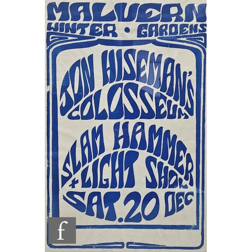 217 - An original promotional poster for a performance by Jon Hiseman's Colosseum at the Malvern Winter Ga... 