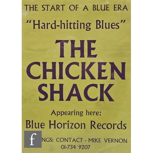 218 - An original promotional poster for an appearance of The Chicken Shack, appearing at Blue Horizon Rec... 