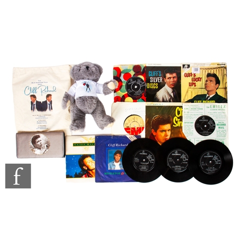 2 - A Cliff Richard Blue Sapphire 2023 tour teddy bear with canvas bag, a Cliff Richard purse and eleven... 