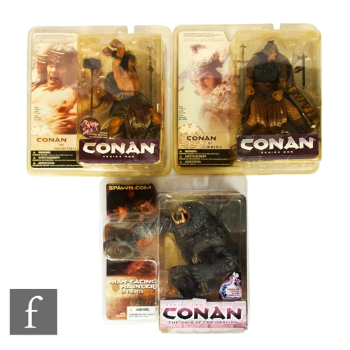 243 - Three McFarlane Conan figures, Conan The Indomitable, Conan of Cimmeria and Man-eating Haunter of th... 