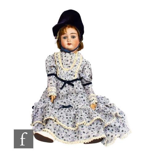 270 - A Max Handwerck bisque socket head doll with sleeping blue eyes, painted lashes, open mouth with fou... 