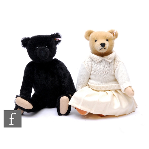 277 - A Steiff 660771 Pat & Nora teddy bear set, comprising a black mohair bear, height 33cm, and a bl... 