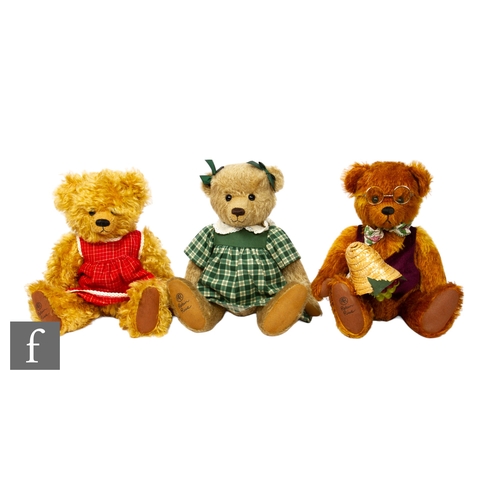 309 - Three Robin Rive teddy bears, Monsieur Sauvignon, limited edition 38 of 300, Betty, limited edition ... 