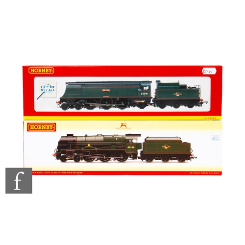 338 - Two OO gauge Hornby locomotives, R2630 DCC ready 4-6-0 BR green Royal Scot Class 7P 'The Rifle Briga... 