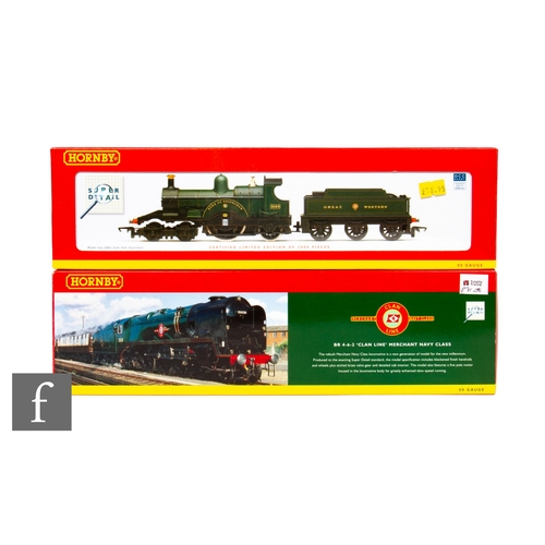 343 - Two OO gauge Hornby locomotives, R2828 DCC ready 4-2-2 GWR green Dean Single 'Duke of Edinburgh,' an... 