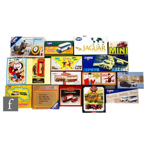 410 - A collection of Corgi gift sets, to include Beano, Zephy Racing, Island Transport, Mini etc, all box... 