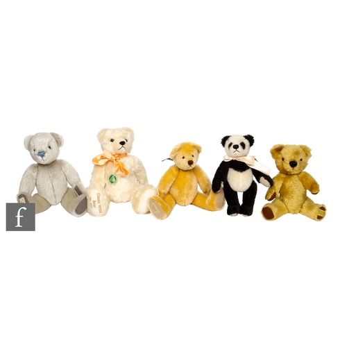 320 - Five teddy bears, three Dean's Rag Book, Horatio, Hardy and Helene, Hermann Classic White Bear, musi... 